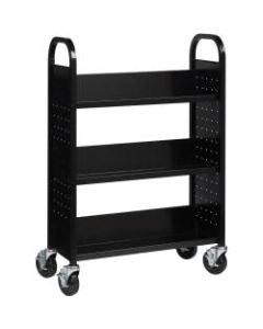 Lorell 3-Shelf Single-Sided Steel Book Cart, 46inH x 32inW x 14inD, Black