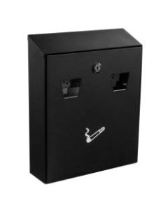 Alpine All-In-1 Rectangular Steel Wall-Mounted Cigarette Disposal Station, 13inH x 10-1/2inW x 3-1/2inD, Black