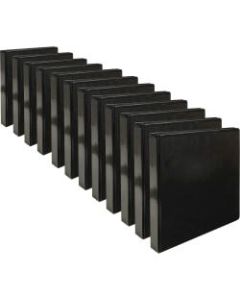 Business Source Round-ring View Binder - 1in Binder Capacity - Letter - 8 1/2in x 11in Sheet Size - Round Ring Fastener(s) - Internal Pocket(s) - Chipboard, Polypropylene - Black - Non-glare, Sturdy, Exposed Rivet, Durable, Clear Overlay - 12 / Carton