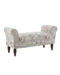 Linon Austin Rolled Arm Bench, 23inH x 45-3/16inW x 17-1/2inD, Script/Dark Mahogany