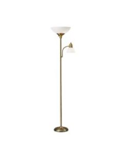 Adesso Glenn 300W Combo Torchiere, 71inH, Frosted Shade/Antique Brass Base