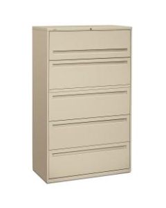 HON Brigade 700 42inW Lateral 5-Drawer File Cabinet, Metal, Putty