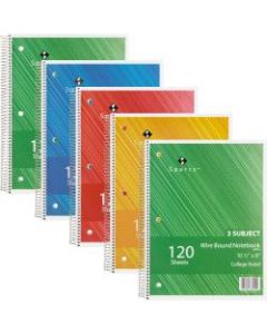 Sparco Wire Bound College Ruled Notebook - 120 Sheets - Wire Bound - College Ruled - Unruled - 16 lb Basis Weight - 8in x 10 1/2in - Assorted Paper - Assorted Cover - Chipboard Cover - Resist Bleed-through, Subject, Stiff-cover, Stiff-back - 6 / Bundle