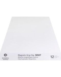 Business Source Magnetic Grip Clips Pack - No. 2 - 2.3in Width - for Paper - Magnetic, Heavy Duty - 72 / Bundle - Silver - Nickel Plated Steel