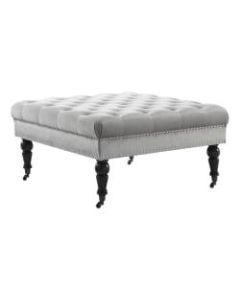 Linon Home Decor Products Liza Square Ottoman, Black/Gray Velvet