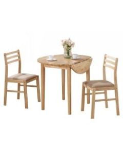 Monarch Specialties Holly Dining Table With 2 Chairs, Natural