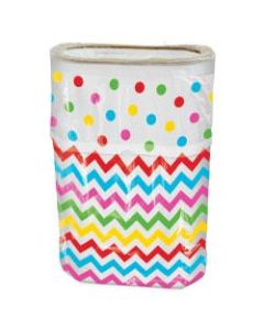 Amscan Polka-Dot Chevron Pop-Up Plastic Trash Fling Bins, 13 Gallons, Multicolor, Pack Of 3 Bins
