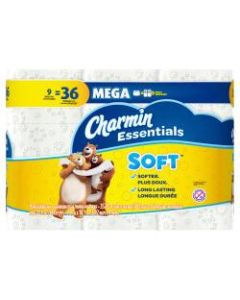 Charmin Essentials Soft Toilet Paper 9 Mega Rolls, 352 sheets per roll