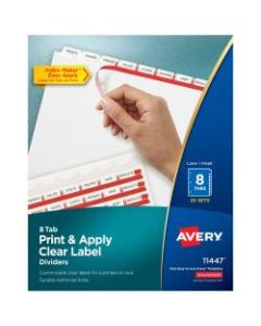 Avery Print & Apply Clear Label Dividers With Index Maker Easy Apply Printable Label Strip And White Tabs, 8-Tab, Box Of 25 Sets