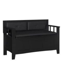 Linon Home Decor Products Finn Storage Bench, 28-3/4inH x 44-1/2inW x 17-1/2inD, Black