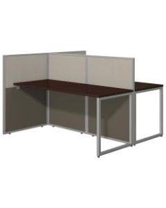 Bush Business Furniture Easy Office 60inW 2-Person Cubicle Desk Workstation With 45inH Panels, Mocha Cherry/Silver Gray, Standard Delivery
