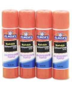 Elmers Washable Disappearing Purple School Glue Sticks, 0.24 Oz, Pack Of 4