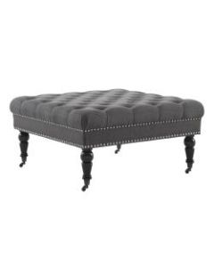 Linon Home Decor Products Square Liza Ottoman, Charcoal