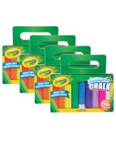 Crayola Washable Sidewalk Chalk, Assorted Colors, 36 Pieces Per Box, Pack Of 4 Boxes