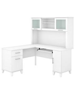 Bush Furniture Somerset 60inW L-Shaped Desk With Hutch, White, Standard Delivery
