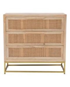 Powell Braden 29-1/2inH Rattan Cabinet With 3 Drawers, Natural/Gold