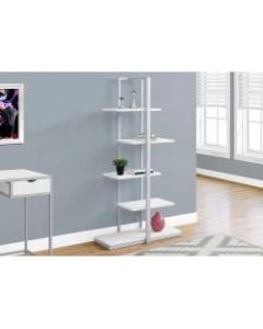 Monarch Specialties 5-Shelf Zigzag Metal Bookcase, White/Silver