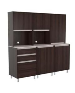 Inval Ambrossia 3-Piece Melamine Breakroom Storage System, 70-7/8inH x 23-5/8inW x 19-5/8inD, Espresso/Ambar Gray