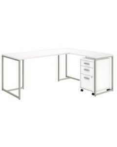 kathy ireland Office by Bush Business Furniture Method 72inW L Shaped Desk with 30inW Return and Mobile File Cabinet, White, Standard Delivery
