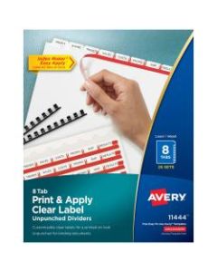 Avery Print & Apply Clear Label Dividers With Index Maker Easy Apply Printable Label Strip And White Tabs, 3-Tab, Box Of 25 Sets