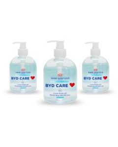 BYD Care Moisturizing Hand Sanitizer, Fragrance-Free, 16.9 Oz, Case of 20 Pump Bottles