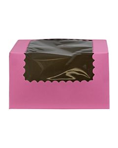 BOXit Corporation Cake Boxes With Window, 7in x 7in, 100% Recycled, Pink, Pack Of 200
