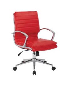 Office Star Pro-Line II SPX Bonded Leather Mid-Back Chair, Red/Chrome