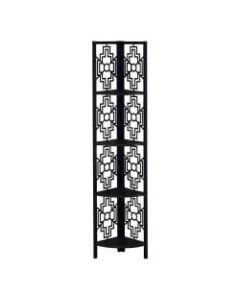 Monarch Specialties Ali 62inH 4-Shelf Corner Bookcase, Black