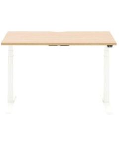Allermuir Slide Electric Height-Adjustable Standing Desk, 29inH x 48inW x 30inD, Oak/White