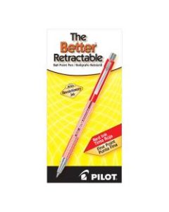 Pilot Better Retractable Ballpoint Pens, 0.7 mm, Translucent Barrel, Red Ink, Pack Of 12 Pens