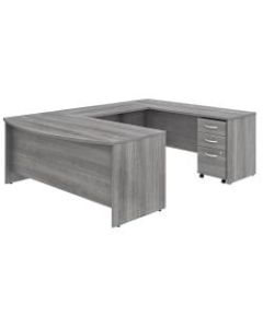 Bush Business Furniture Studio C U-Shaped Desk With Mobile File Cabinet, 72inW x 36inD, Platinum Gray, Premium Installation