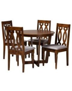 Baxton Studio Julie 5-Piece Dining Set, 29-15/16inH x 35-7/16inW x 35-7/16inD, Gray/Walnut