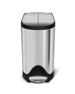 simplehuman Butterfly Step Rectangular Stainless-Steel Trash Can, 2.64 Gallons, 13-3/4inH x 7-3/4inW x 15-5/8inD, Brushed Stainless Steel