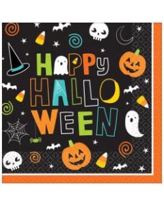 Amscan Halloween Friends 2-Ply Lunch Napkins, 6-1/2in x 6-1/2in, Multicolor, Pack Of 125 Napkins