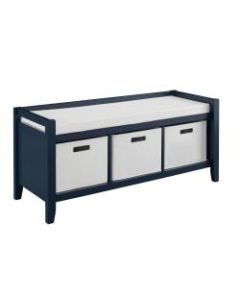 Linon Hale Entryway Storage Bench, Navy Blue/Cream