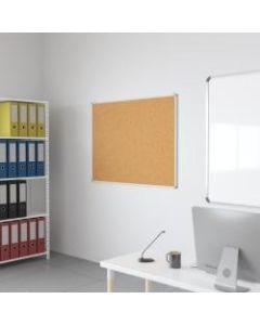 Flash Furniture Cork Board, 35 1/2in x 47 1/4in, Aluminum Frame With Silver Finish