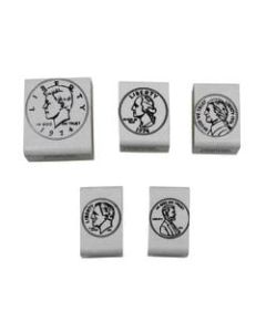 Center Enterprises Coin Heads Rubber Stamp Sets, 1 1/2in x 1 1/2in, 5 Stamps Per Set, Pack Of 3 Sets