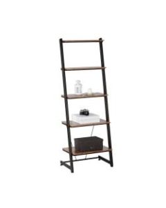 Realspace Belling 73inH Leaning 5-Shelf Bookcase, Modern Oak
