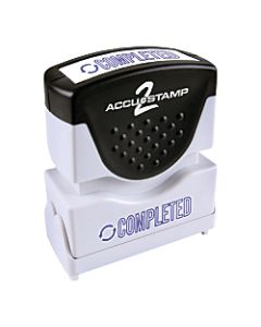 ACCU-STAMP2 Completed Stamp, Shutter Pre-Inked One-Color COMPLETED Stamp, 1/2in x 1-5/8in Impression, Blue Ink