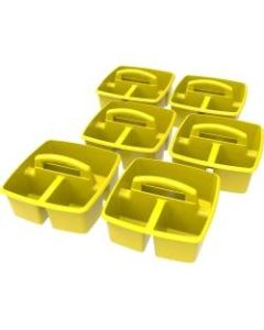 Storex Small Plastic Caddies, 5-1/4in x 9-1/4in, Yellow, Pack Of 6 Caddies