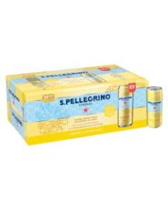 Nestle S.Pellegrino Essenza Flavored Mineral Water, Lemon/Lemon Zest, 11.15 Fl Oz, 8 Cans Per Pack, Case Of 3 Packs