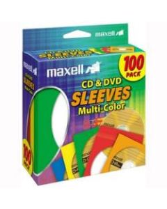 Maxell CD/DVD Sleeves, Assorted Colors, Pack Of 100