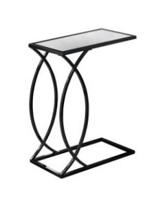 Monarch Specialties Mirror-Top Side Accent Table, Rectangular, Mirror/Black Nickel