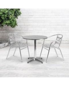 Flash Furniture Round Metal Indoor/Outdoor Table, 27-1/2inH x 27-1/2inW x 27-1/2inD, Aluminum