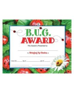 Hayes B.U.G. Award Certificates, 8 1/2in x 11in, Green/Red, 30 Certificates Per Pack, Bundle Of 6 Packs