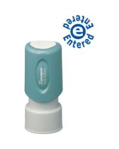 Xstamper Blue Ink ENTERED Title Stamp - Message Stamp - "ENTERED" - 0.63in Impression Diameter - 100000 Impression(s) - Blue - Plastic Cap - Recycled - 1 Each