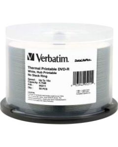 Verbatim Printable DVD-R Disc Spindle, Pack Of 50