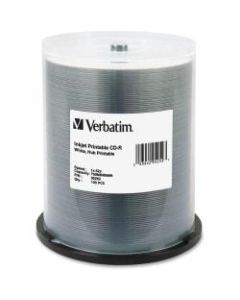 Verbatim CD-R Printable Disc Spindle, White, Pack Of 100