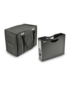 AutoExec Mini File Tote, With Hanging File Holder, 10inH x 8inW x 14inD, Black/Gray