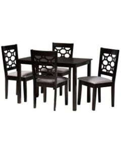Baxton Studio Henry 5-Piece Dining Set, 29-1/8inH x 43-5/16inW x 27-9/16inD, Gray/Dark Brown
